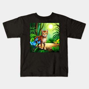 Bengal Cat in the Jungle Kids T-Shirt